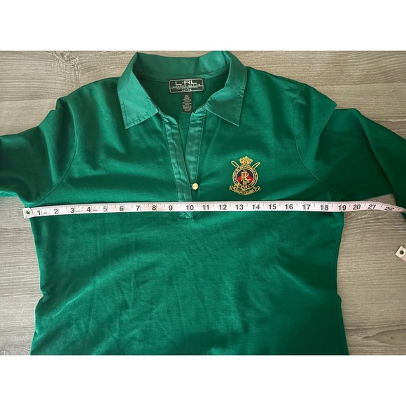 L RL Ralph Lauren Active Petite Medium Polo Shirt Equestrian Crest 3/4 Sleeve - Picture 6 of 8